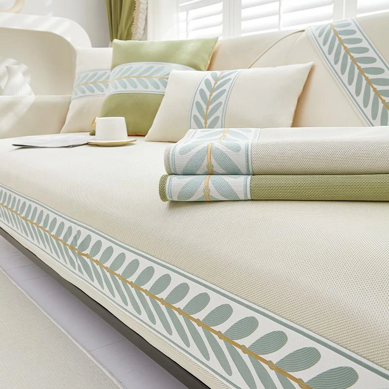 新款2024夏季凉席沙发垫清凉冰丝坐垫子防滑全包万能沙发套罩盖布