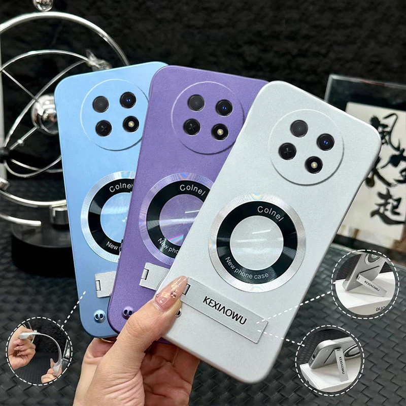 适用华为畅享60x超薄无边框支架手机壳CD纹高级感防摔保护套