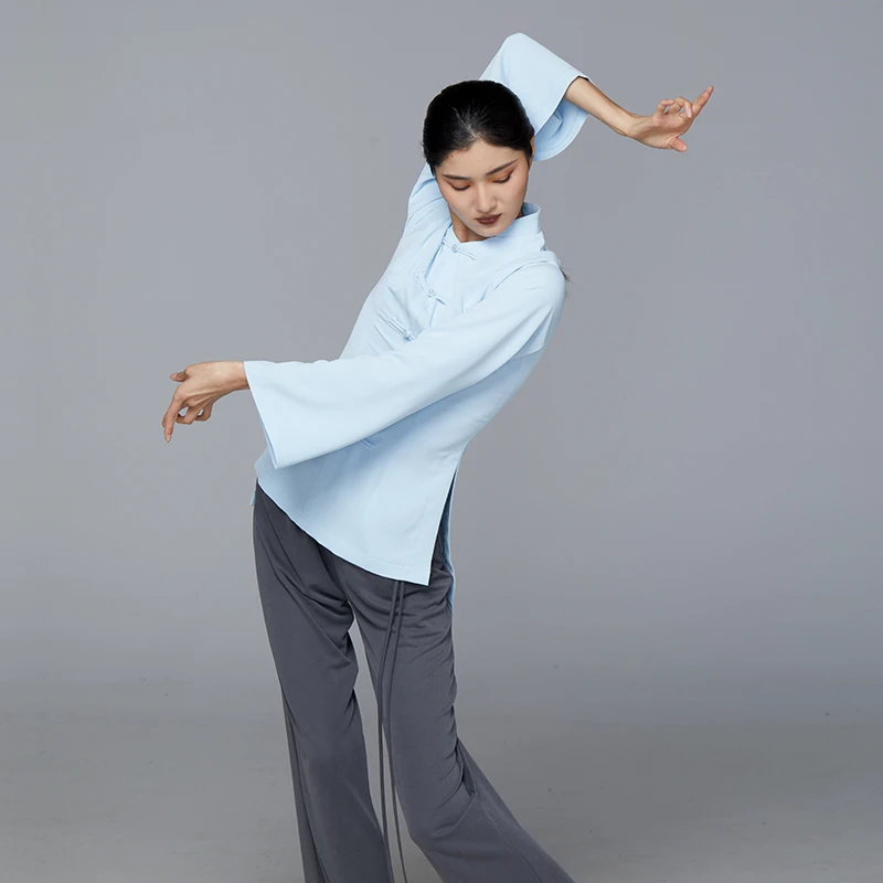 古典舞身韵服上衣现代舞形体服中国舞舞蹈服练功服中式长袖衬衫