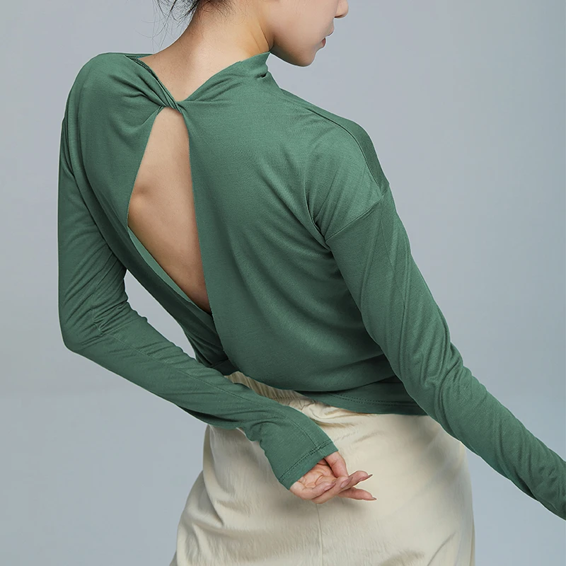 【直播专享】露背拧结气质长袖舞蹈练功服