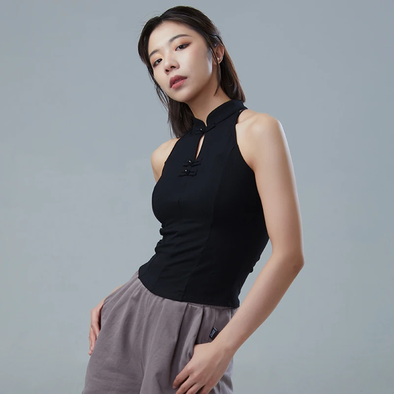 华丽独秀古典舞练功服中式旗袍背心显瘦现代舞舞服上衣气质形体服