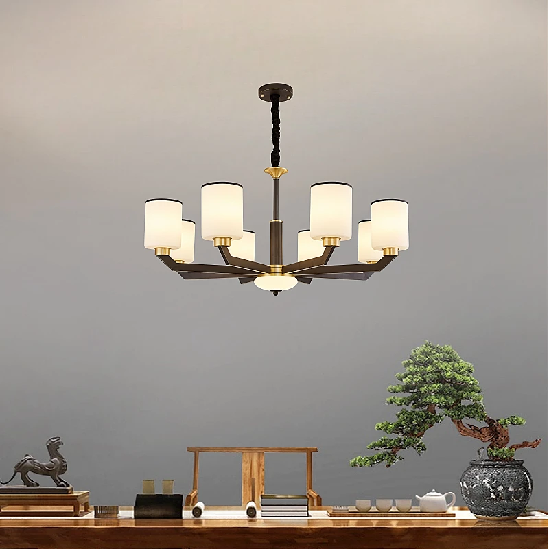 全铜灯新中式灯具客厅大厅禅意中国风大气复式楼现代中式配套吊灯