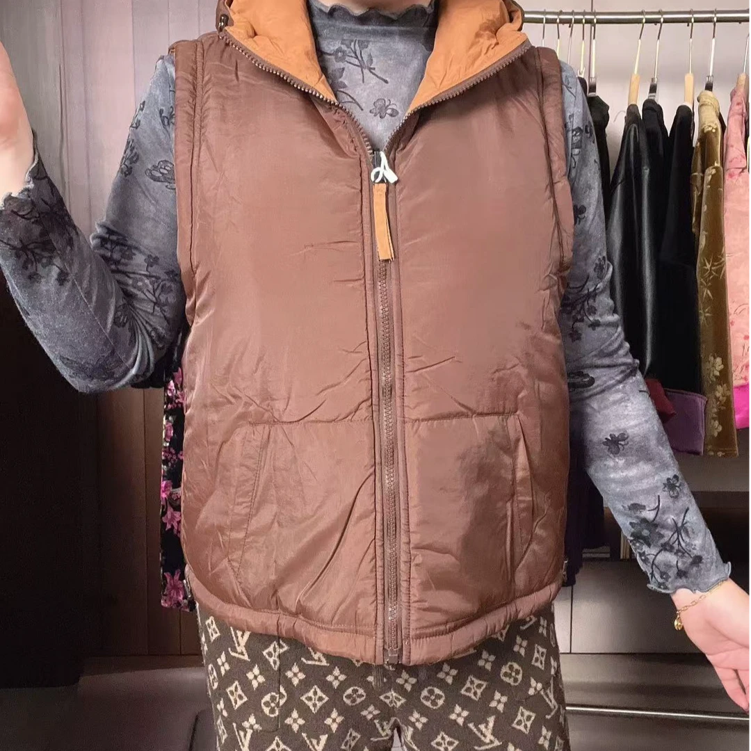 2024秋冬新款欧货棉马甲宽松休闲设计感双面穿马夹外套