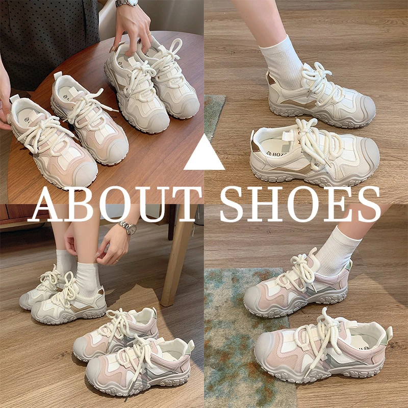 时尚爆款老爹鞋2024新款爆款夏季透气网面鞋厚底轻便跑步休闲女鞋