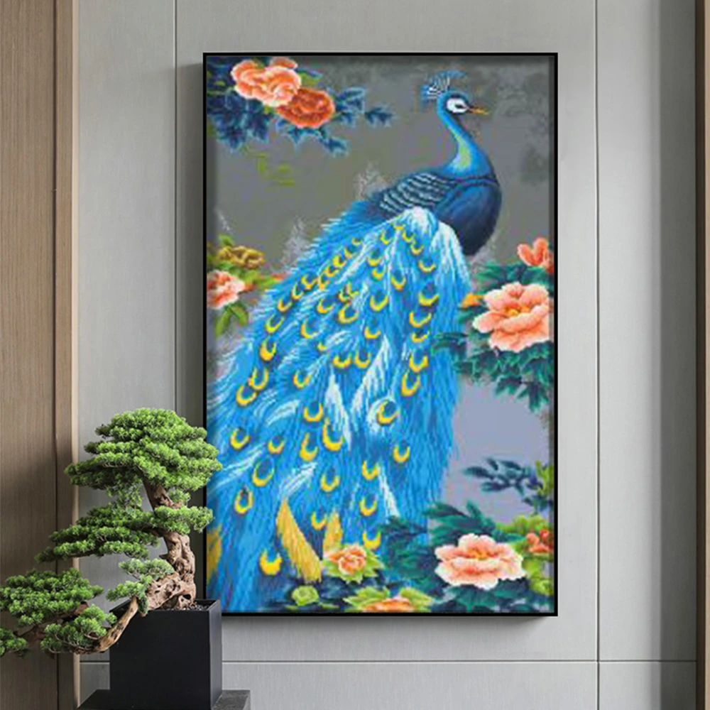 百丝特【富贵吉祥】客厅玄关孔雀装饰画手工DIY贴钻钻石画艺术挂画