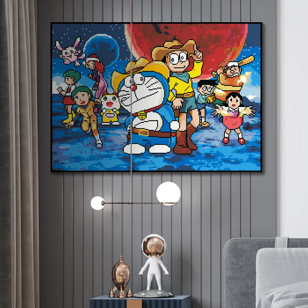 百丝特【哆啦A梦（满钻圆钻）】76*56CM卡通儿童房手工DIY钻石画动漫