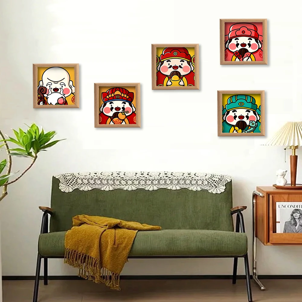 【五福小摆台】方钻树脂钻心意礼物文创diy钻石画桌面创意摆件