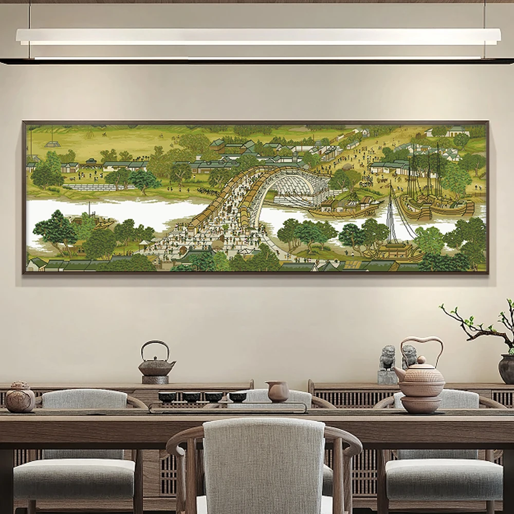 百丝特【清明上河图】经典传世名画高端全景满钻客厅diy钻石装饰画