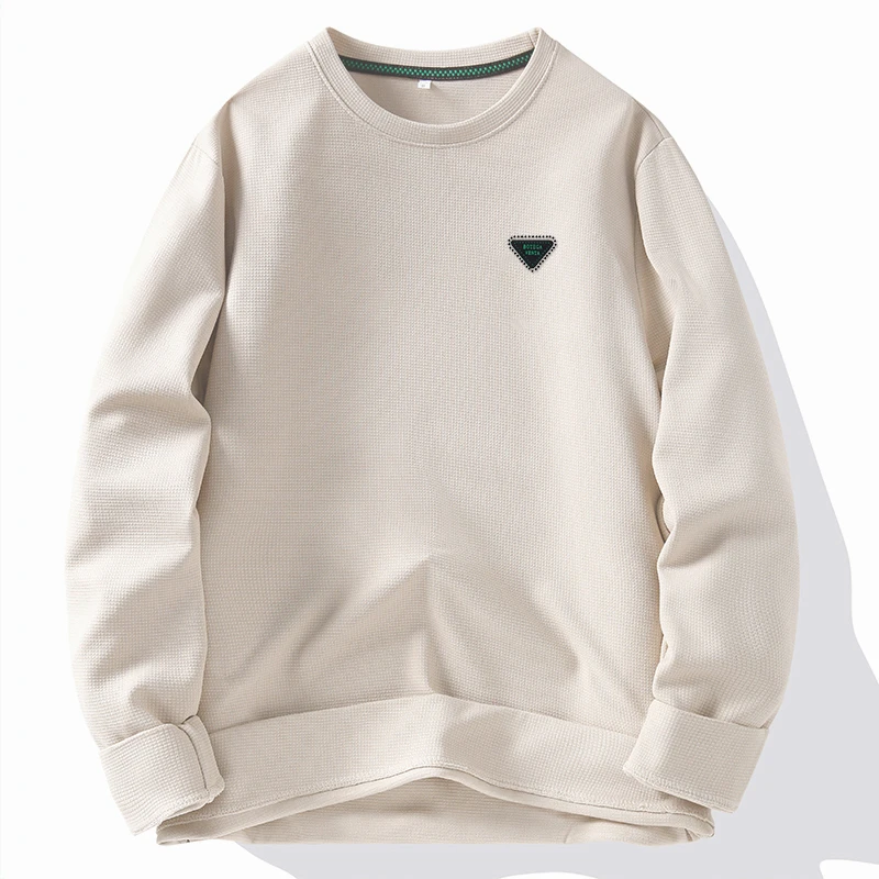 新款圆领长袖T恤卫衣男士纯色圆领上衣宽松休闲男简单男爆款青年