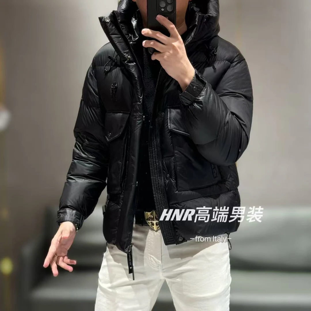 【黑武士】纯色个性双大口袋图案痞帅霸气简约时尚百搭羽绒服981