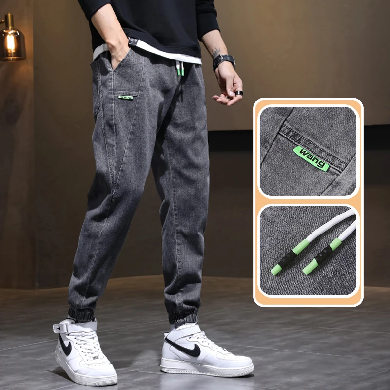 牛仔裤男2022新款春秋季潮牌工装宽松束脚哈伦休闲秋冬男士韩版