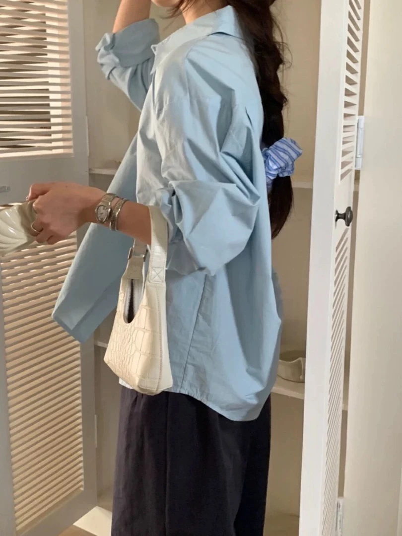 【韩系衬衫】秋季衬衫新款韩版设计感长袖女叠穿休闲宽松衬衣百搭