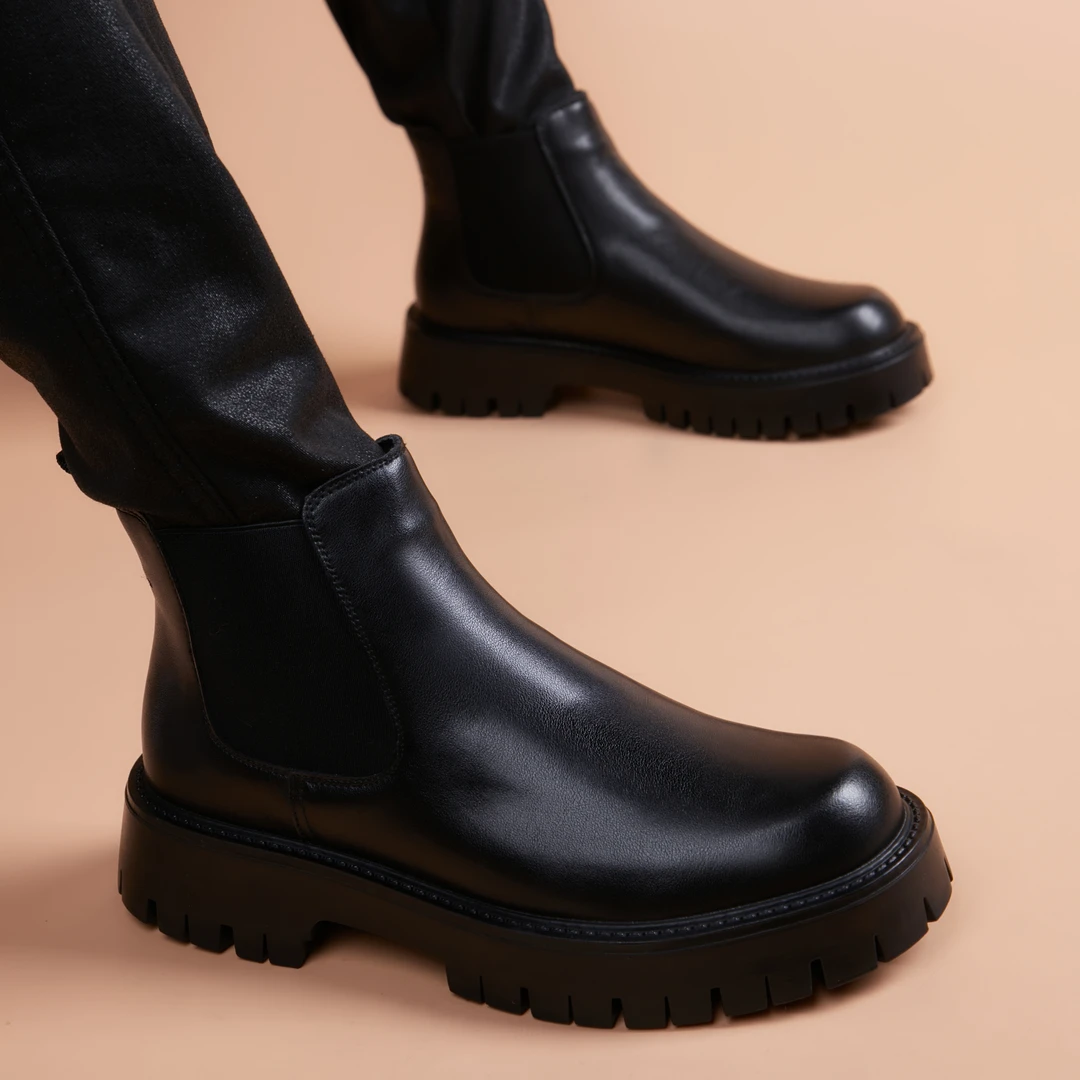 切尔西短靴男款黑色英伦风高级感低帮增高马丁靴高档轻奢真皮潮流