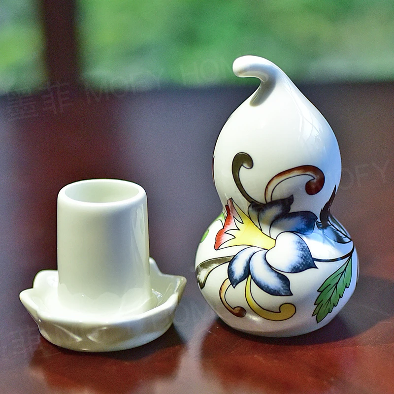 陶瓷牙签筒棉签筒家用牙签罐葫芦餐桌茶几摆件 纽曼米莱