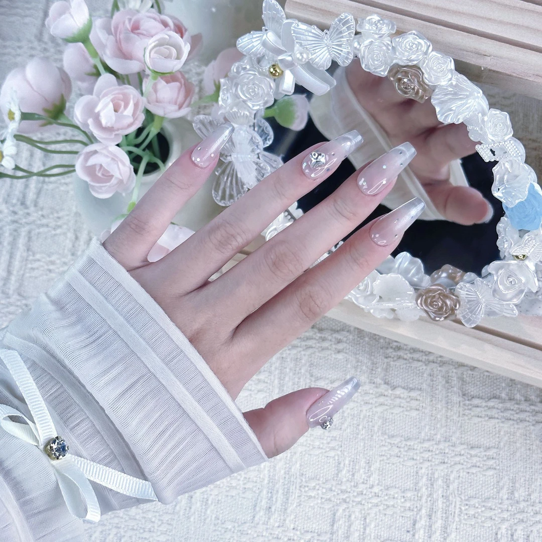 【MumuNails-银白恋人】波点猫眼纯手工穿戴甲各种穿戴甲超多穿戴甲