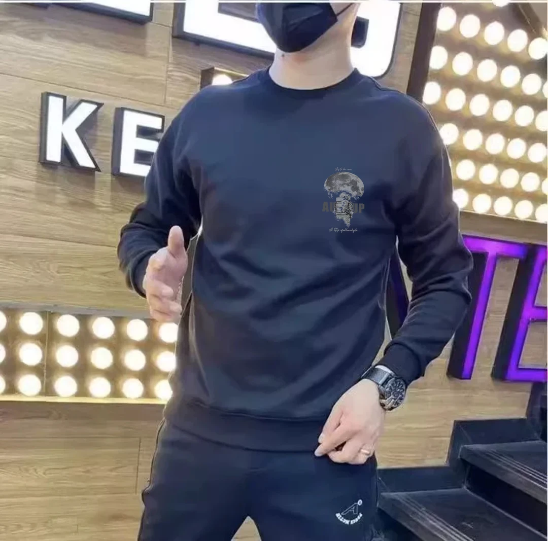 潮牌印花卫衣男圆领宽松时尚休闲长袖上衣潮流百搭套头秋季网红