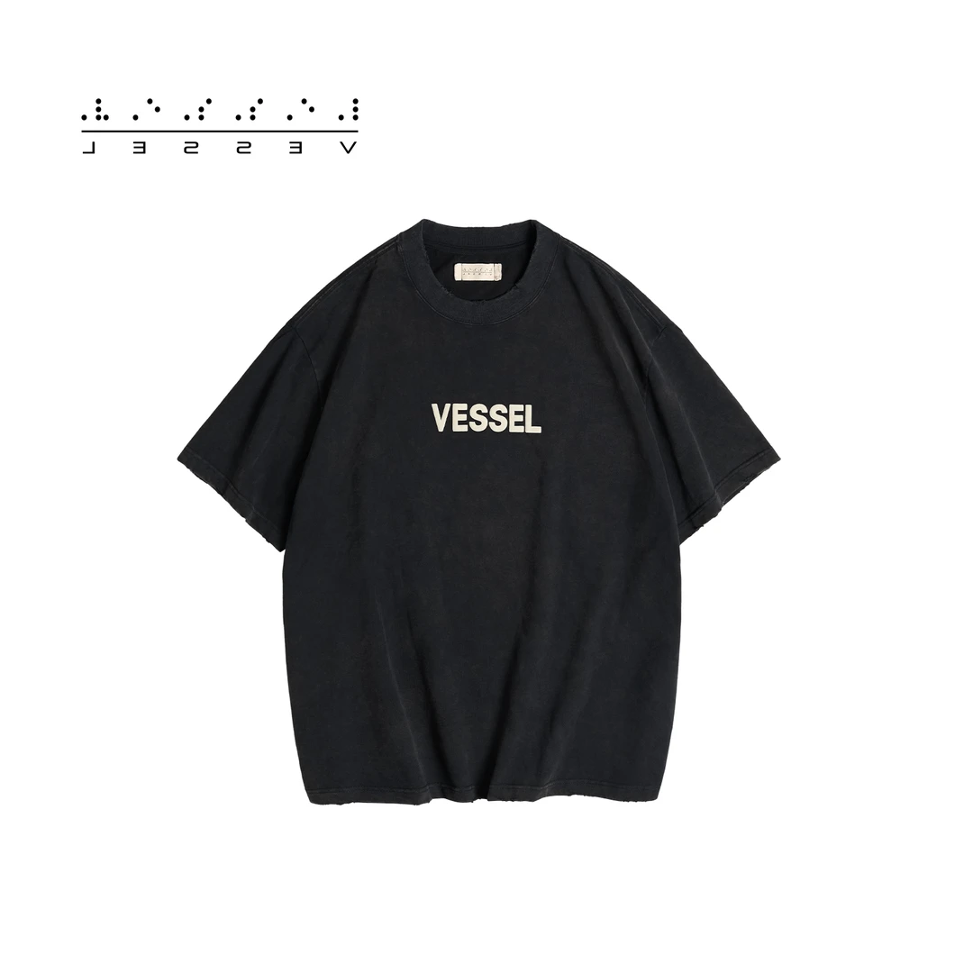 xVESSEL潮男立体发泡字母印花字母潮品百搭棉时尚宽松短袖t恤男