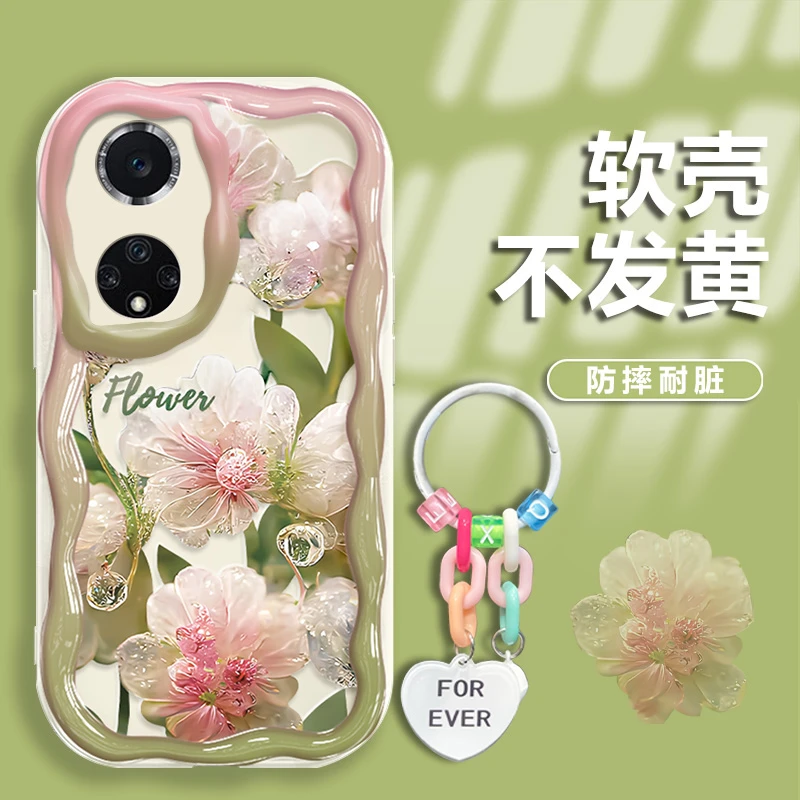 水晶花适用荣耀50手机壳NTH-AN00奶油纹轻奢软壳网红防摔简约新款