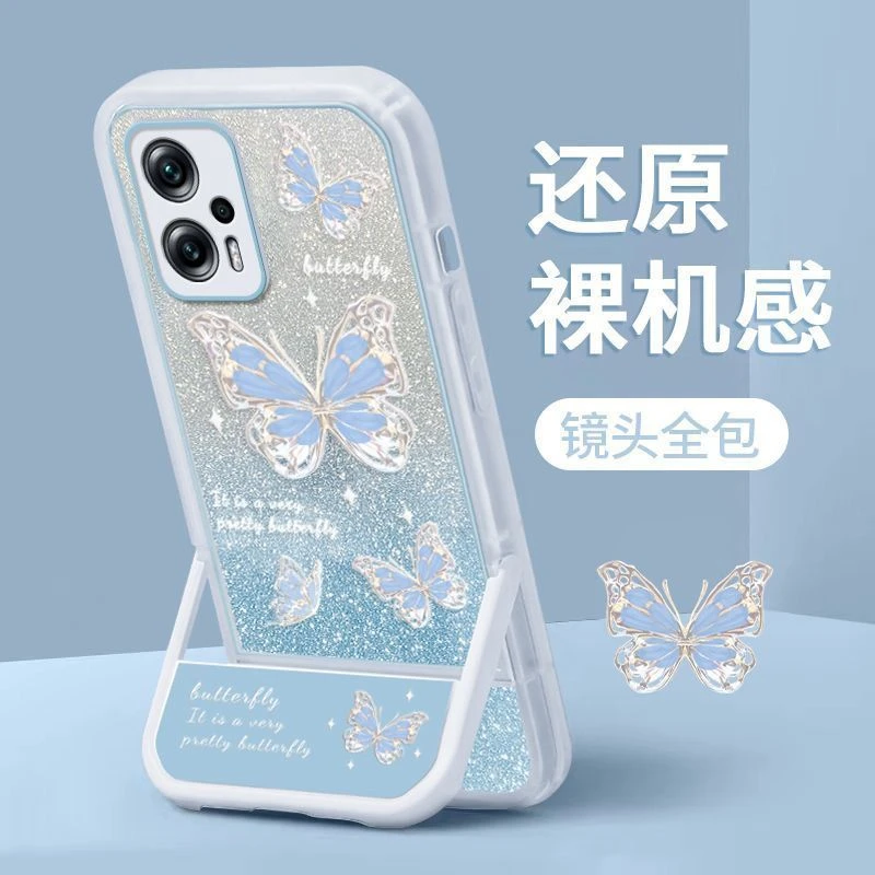 蝴蝶适用红米note12TPro手机壳小米noto12t保护pro套+女防摔软壳