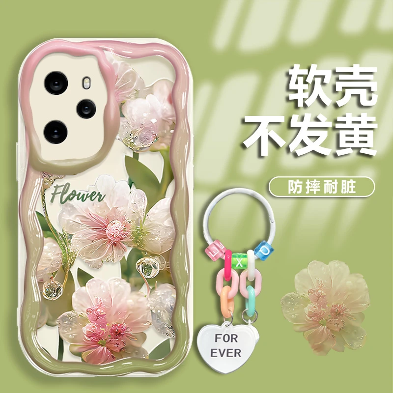 水晶花适用荣耀100Pro手机壳MAA-AN10奶油纹轻奢软壳防摔新款网红