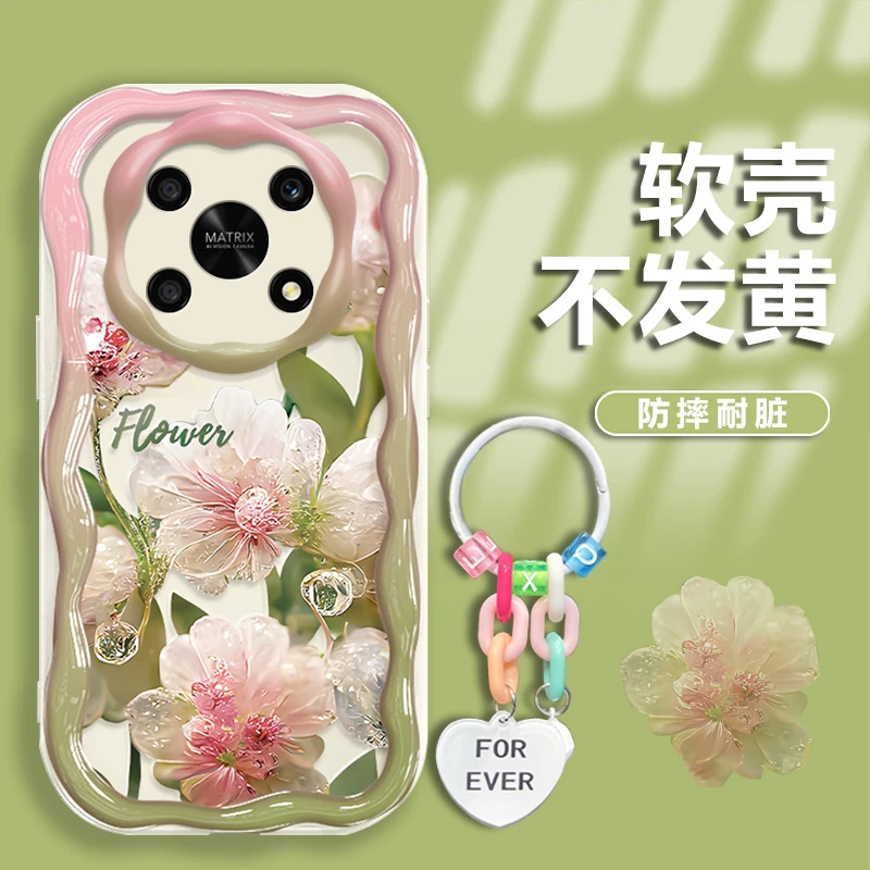 水晶花适用荣耀X40GT手机壳ADT-AN00奶油纹轻奢软壳简约防摔新款
