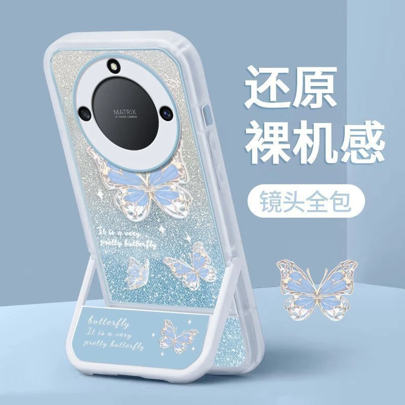 蝴蝶适用华为荣耀X40手机壳RMO一AN00网红5G软壳honor全包防摔女