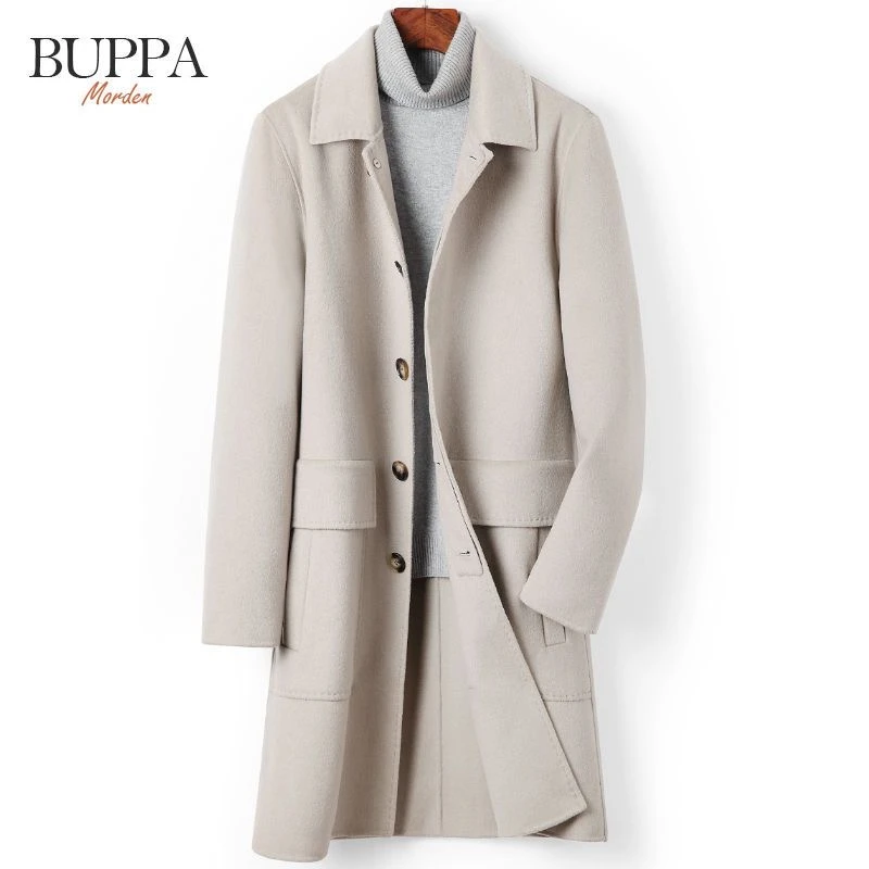 高档双面羊毛大衣男士新款商务休闲风衣外套韩版潮流时尚大衣
