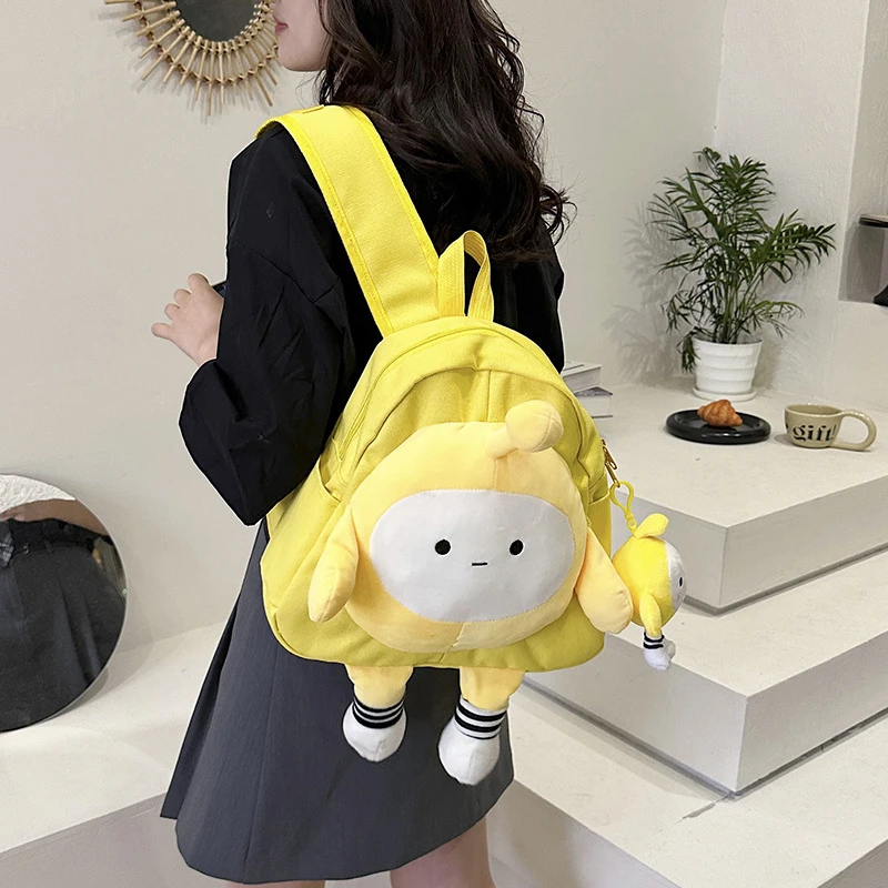 蛋仔派对书包女2023新款可爱迷你帆布双肩包大学生上课包旅行背包