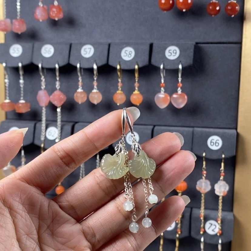 【闪购商品】和田玉耳饰银S925镶嵌被****