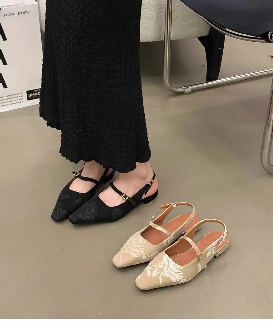 118-6 平底复古晚晚包头凉鞋仙女鞋子夏季玛丽珍新中式国风单鞋