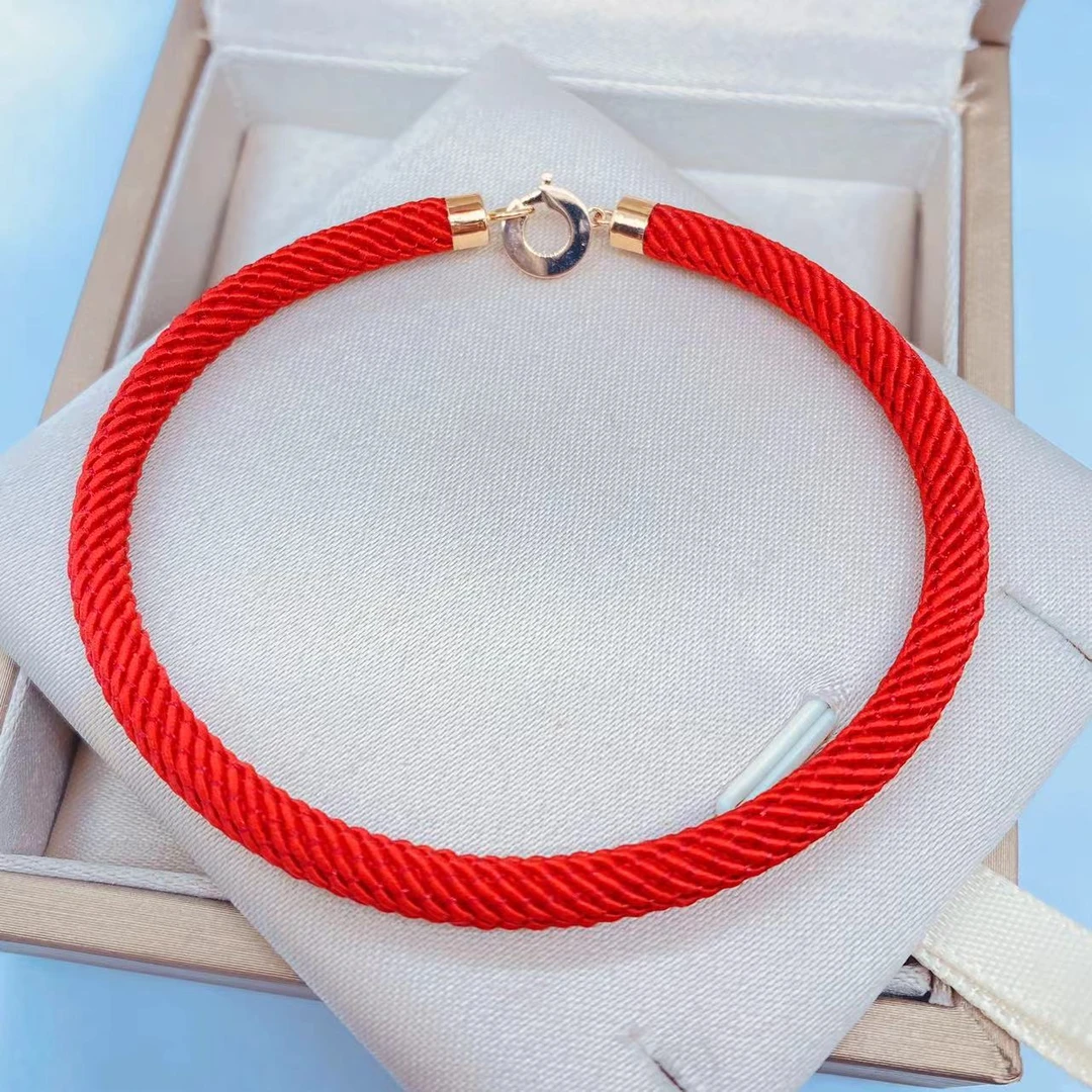 18K彩金红绳手链幸运手工编织本命年好运月老女友礼物手环赠绳子