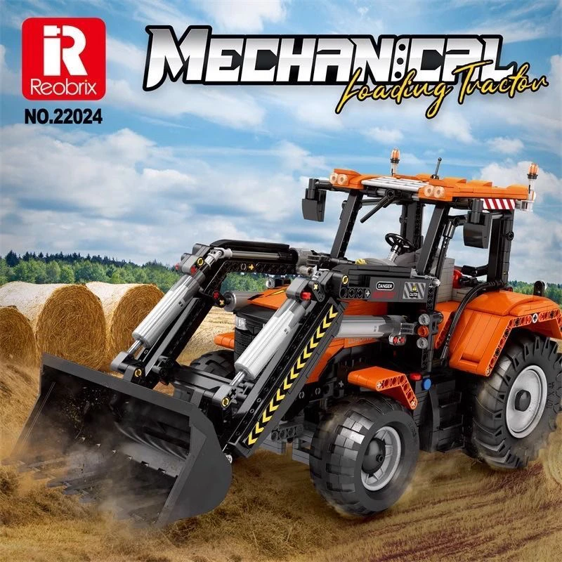 工程车积木臻砖22024遥控装载拖拉机推土机拼装玩具男孩