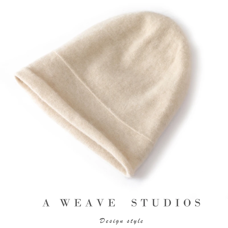 双层冬季加厚%100纯羊绒帽尚秋冬针织帽毛线针织帽休闲百搭纯色