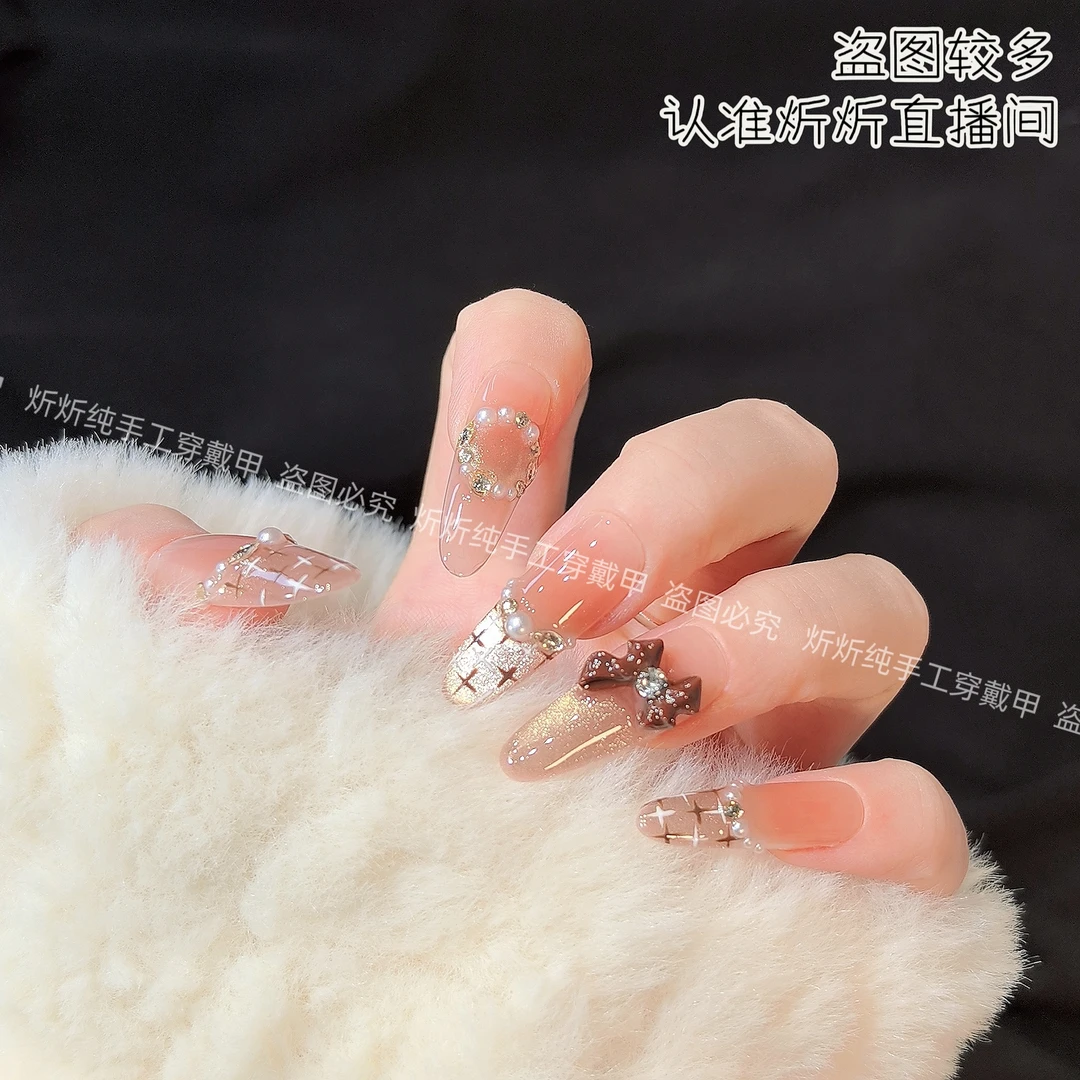 【可可小香】纯手工穿戴甲美甲穿戴式光疗甲冰透渐变流行纯欲