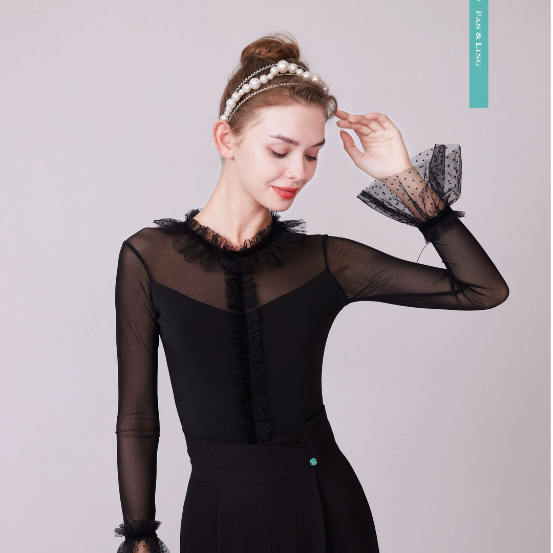 【LP舞服】原创设计-立领花边透视上衣 高级设计款Y25386