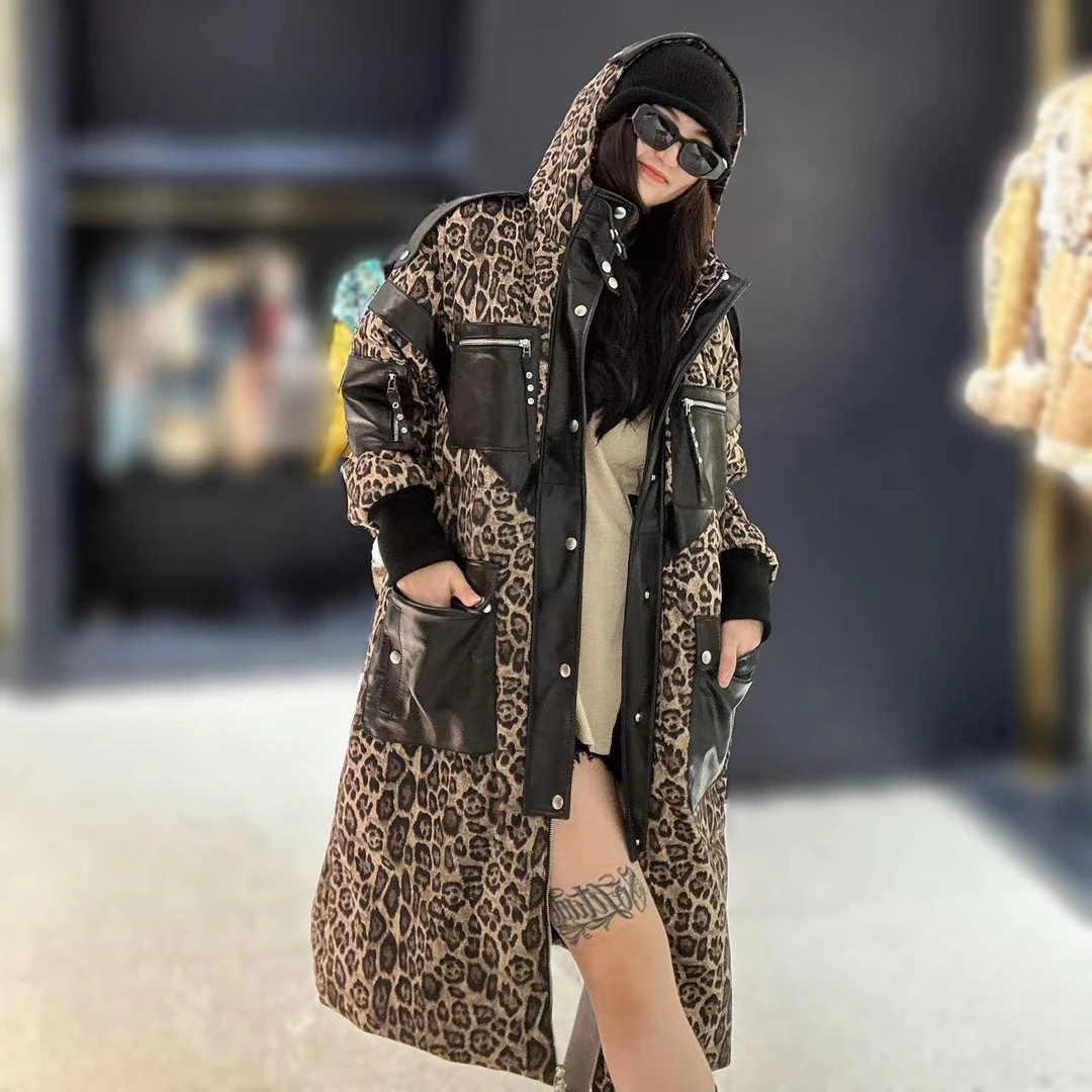 LL【女王优选】轻奢高端时尚气质设计师外套长豹纹