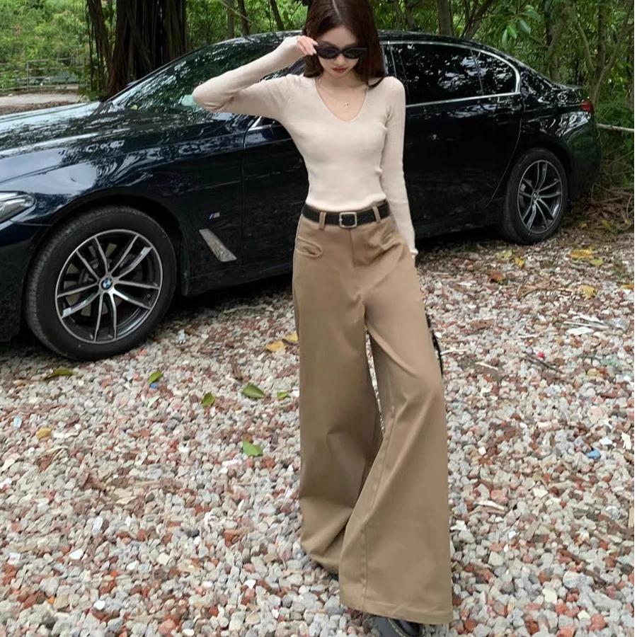 【四夕宠粉303】美拉德穿搭休闲女秋冬宽松直筒垂感潮流拖地阔腿裤