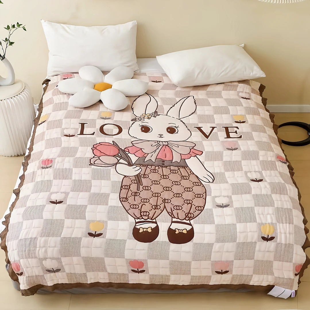 【LOVE兔】150*200cm柔软亲肤多功能纱布果冻泡芙被