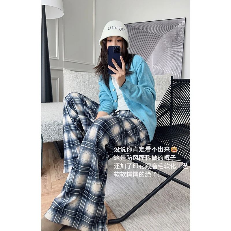 【现货】美洋MEIYANG硬核防风70系列早八人格子裤印花加绒阔腿裤