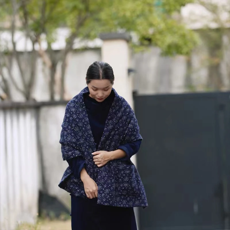 如素慢衣双层夹棉保暖披肩20368