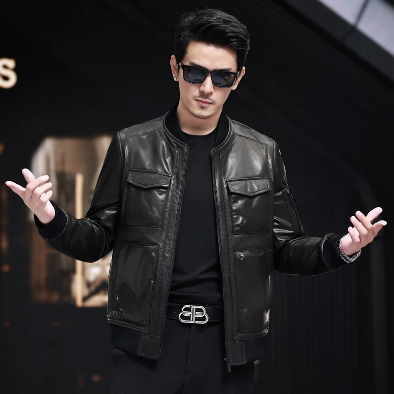 2024秋季新款  机车风棒球服 头层山羊皮 皮夹克外套KN8601