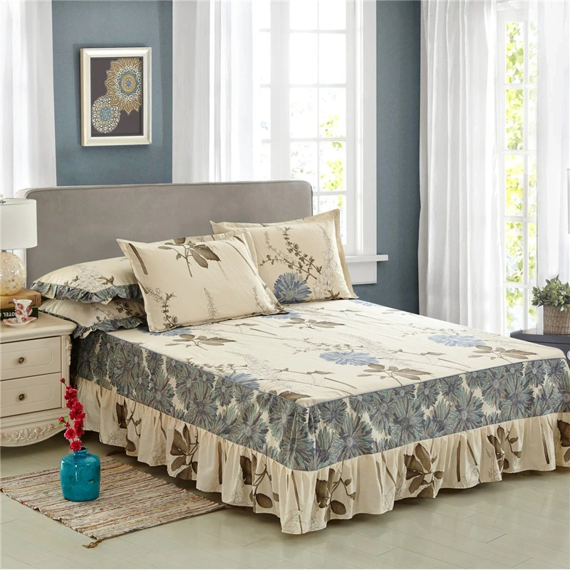 2023新款棉单床裙防滑防滑床罩床白色防尘简约简约风水洗床套罩