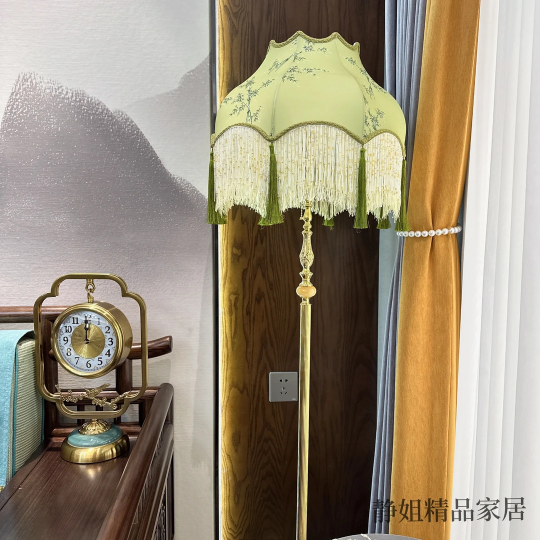立式绿竹灯复古手工灯客厅落地灯氛围灯法式中式灯