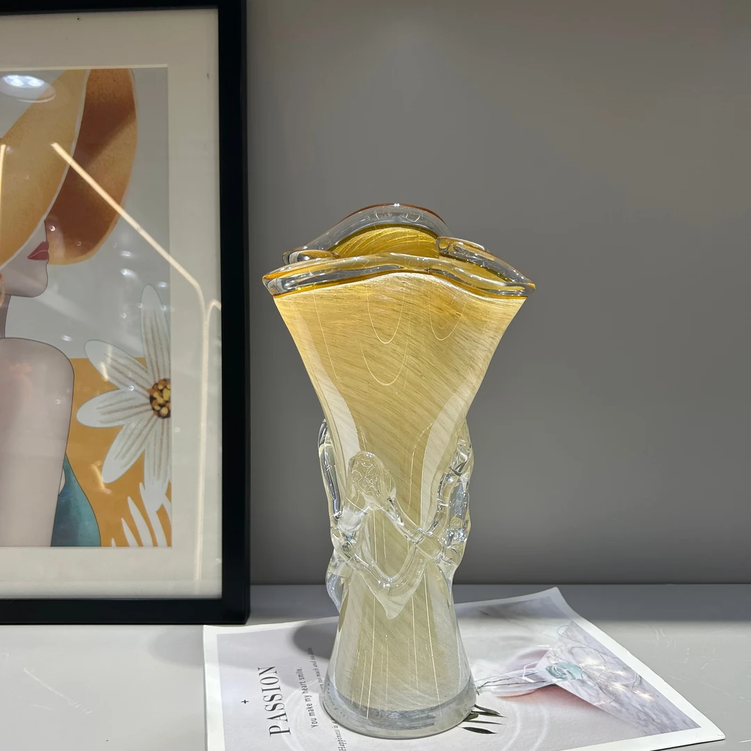 现代轻奢手工高档琉璃花瓶家居办玄关装饰摆件样板间高级感装饰品
