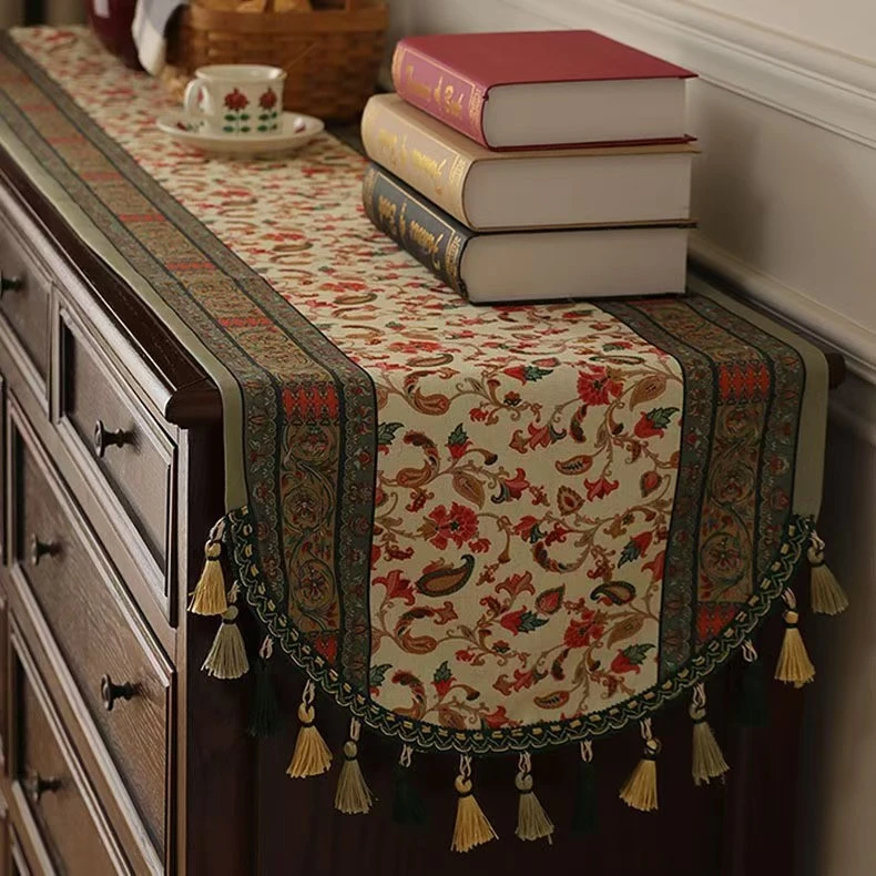 复古桌旗美式轻奢电视柜桌垫餐桌斗柜柜旗茶几布盖布高级长条桌布
