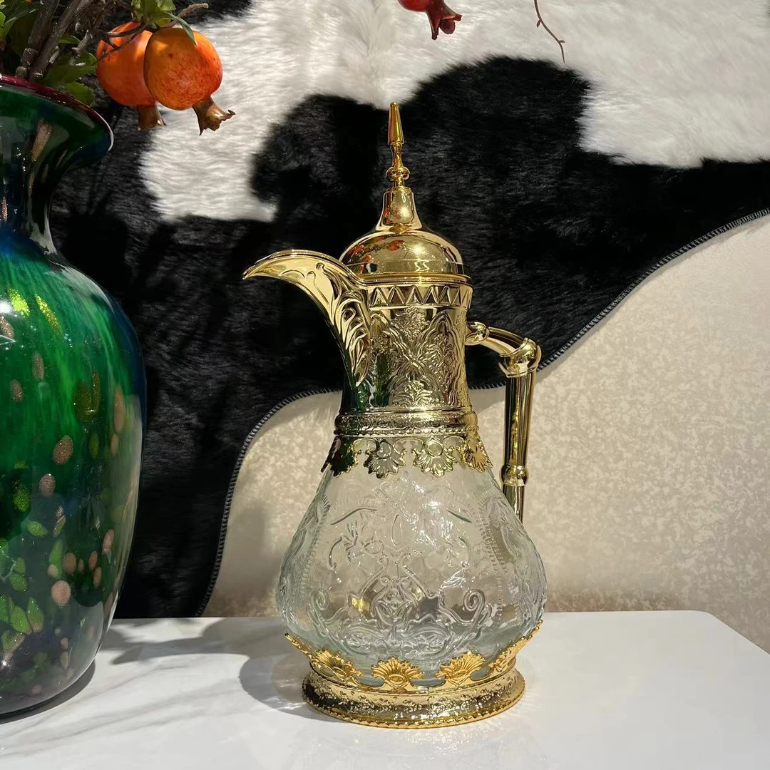 中东风格手提式冷水壶1.6L果汁饮料阿拉伯玻璃水壶