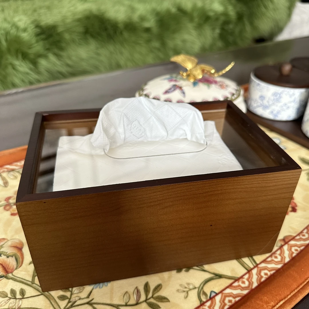 复古实木高档收纳纸巾盒桌面摆件木制品木
