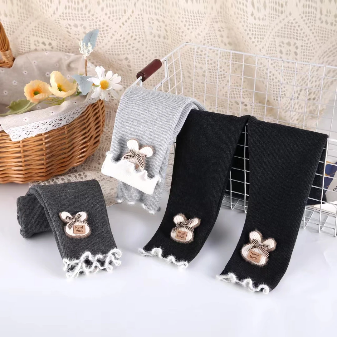 女童480克深秋薄绒复合一体打底裤10-20度穿兔头