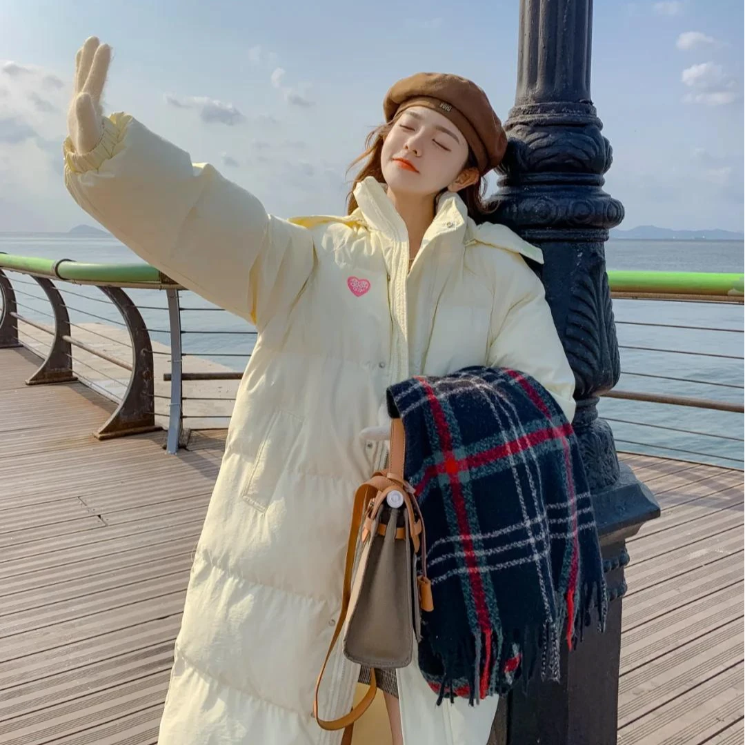 【帽子可拆】冬季新款奶fufu棉服女棉衣中长款过膝加厚宽松棉袄外套