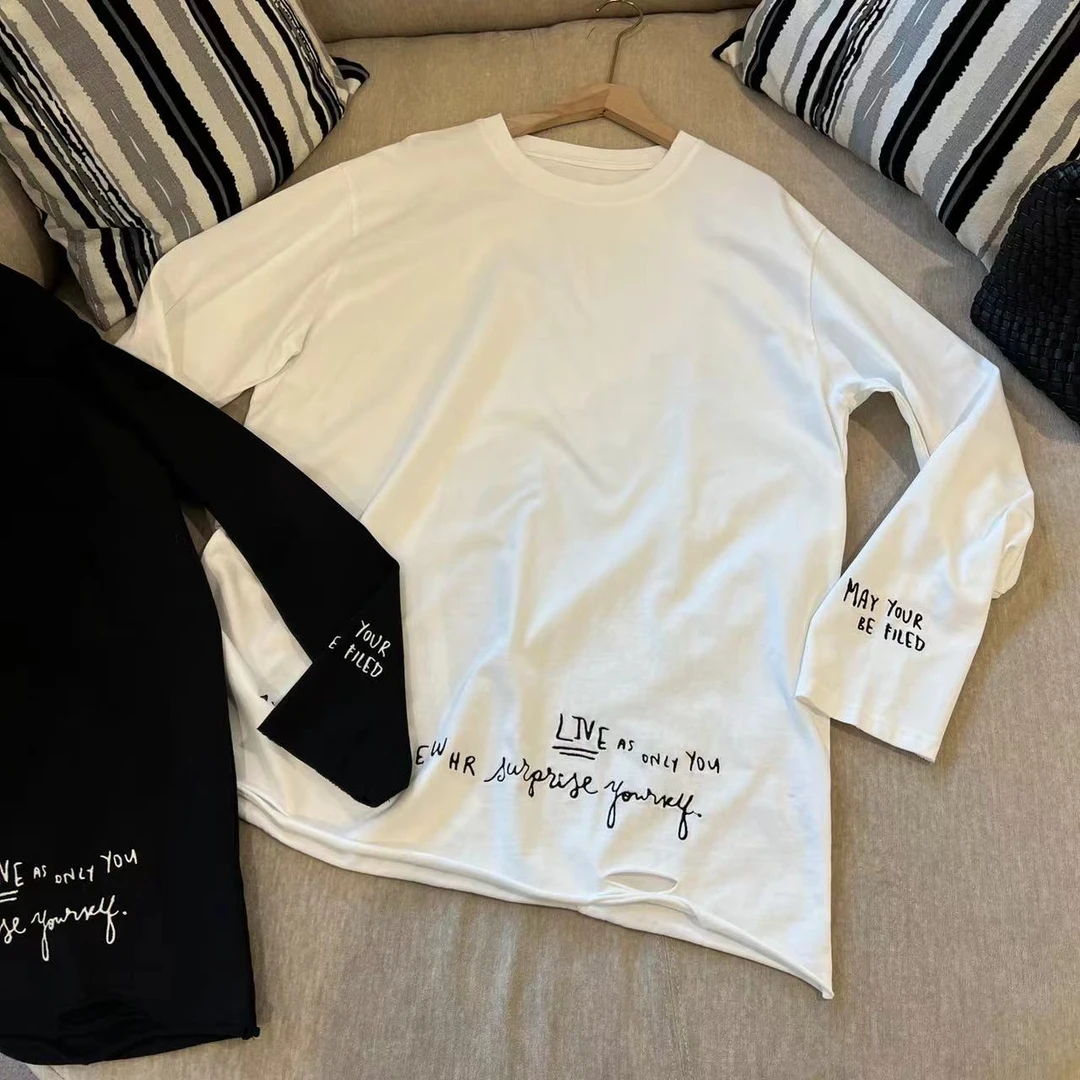 米可/MK-1115【休闲T恤】时尚休闲气质减龄宽松显瘦秋季新款T恤